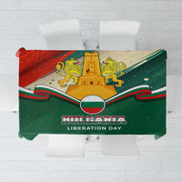 Bulgaria Liberation Day Tablecloth with Shipka Monument and Tricolor Lion Graphic