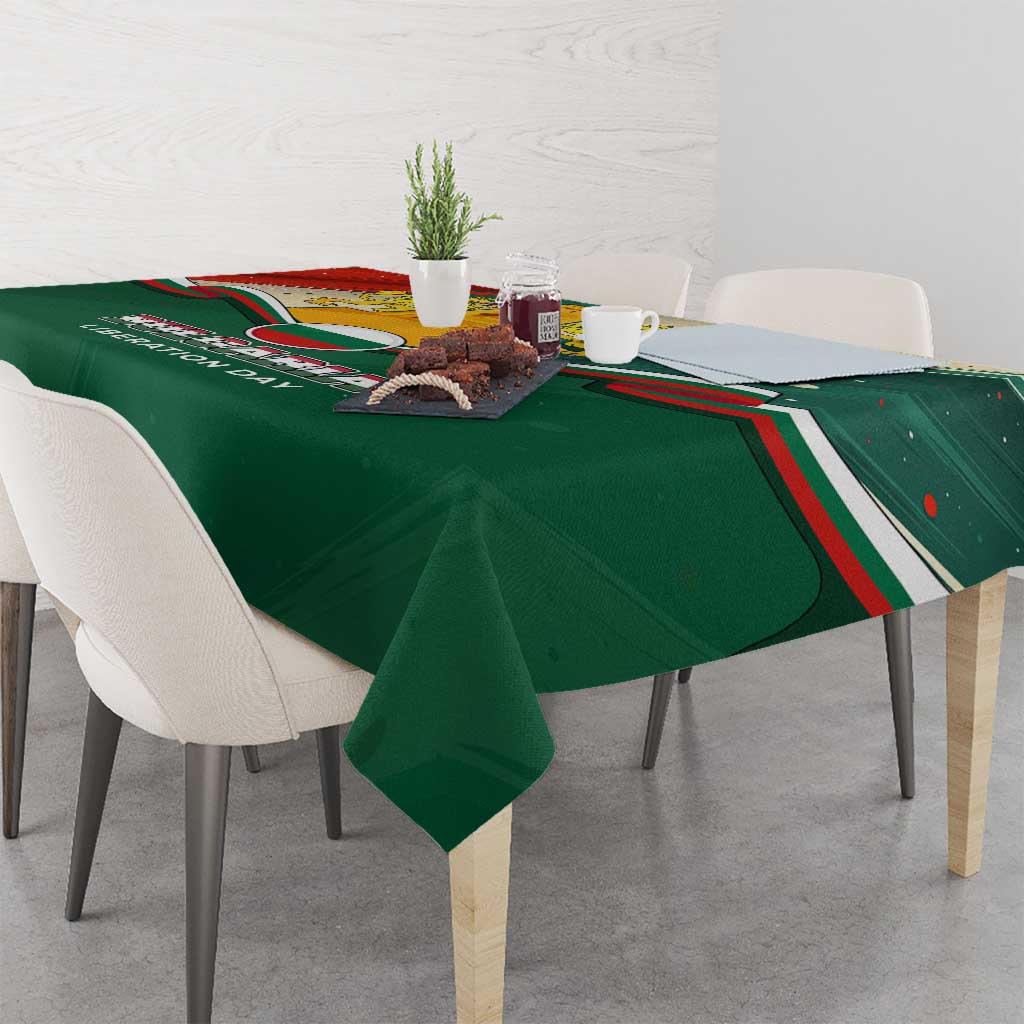 Bulgaria Liberation Day Tablecloth with Shipka Monument and Tricolor Lion Graphic