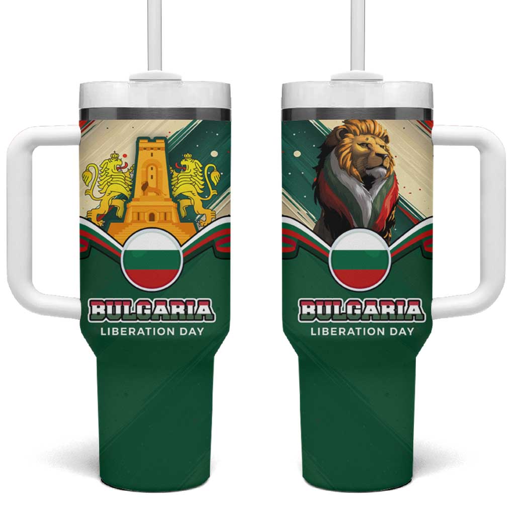 Bulgaria Liberation Day Tumbler With Handle with Shipka Monument and Tricolor Lion Graphic