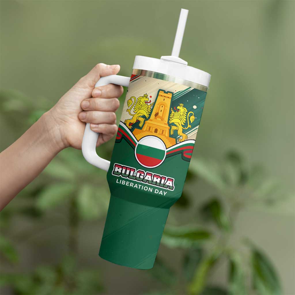 Bulgaria Liberation Day Tumbler With Handle with Shipka Monument and Tricolor Lion Graphic