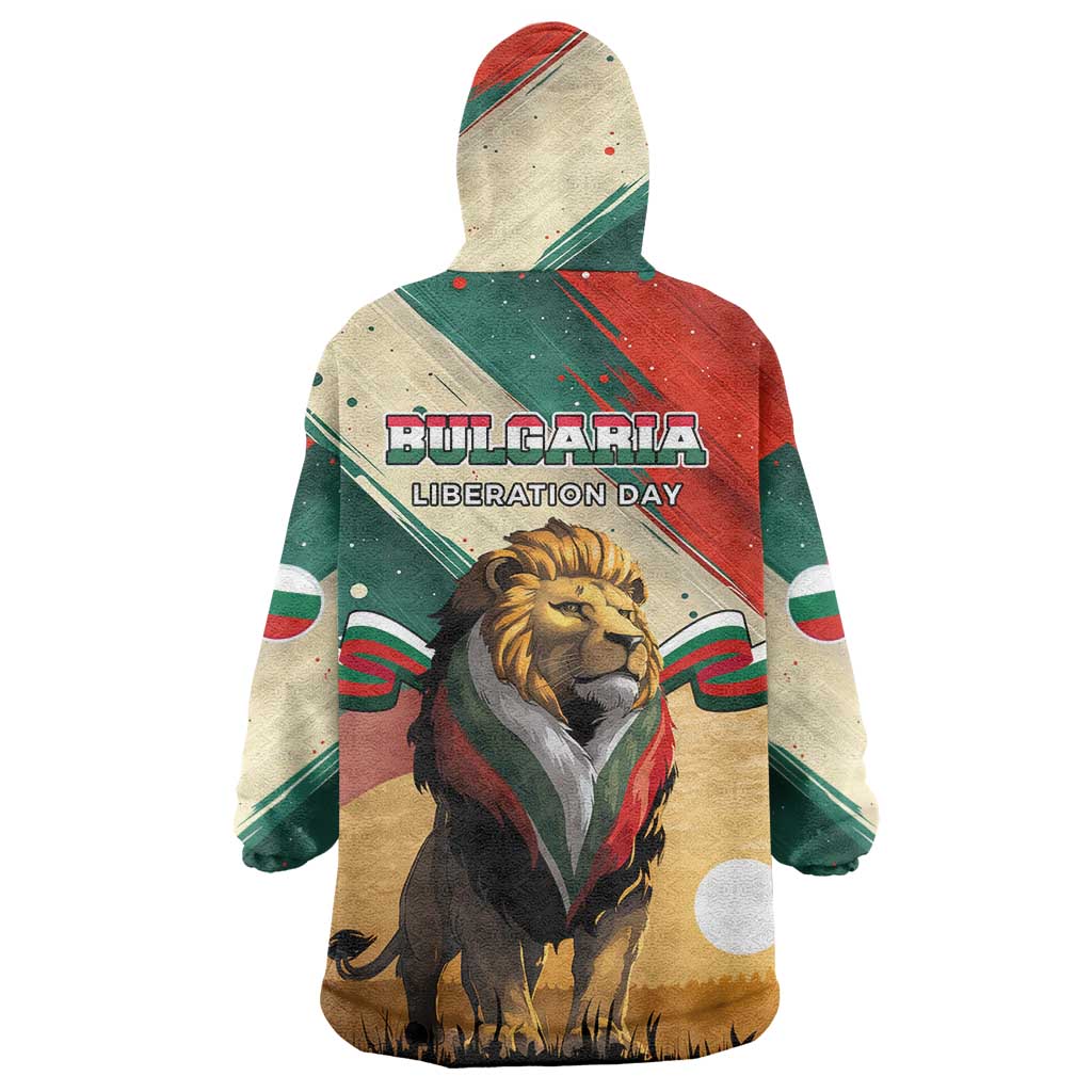Bulgaria Liberation Day Wearable Blanket Hoodie with Shipka Monument and Tricolor Lion Graphic