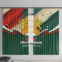 Bulgaria Liberation Day Window Curtain with Shipka Monument and Tricolor Lion Graphic