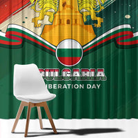 Bulgaria Liberation Day Window Curtain with Shipka Monument and Tricolor Lion Graphic