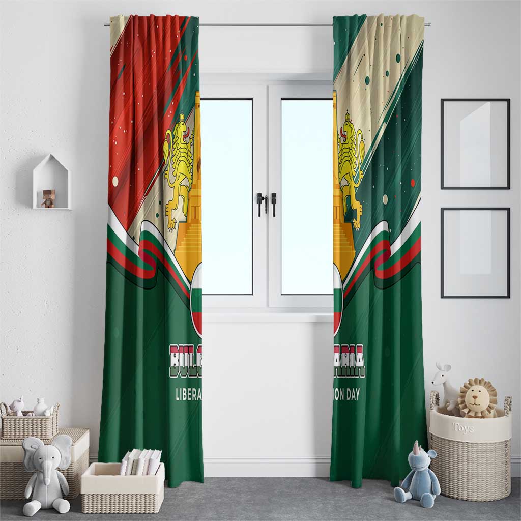 Bulgaria Liberation Day Window Curtain with Shipka Monument and Tricolor Lion Graphic