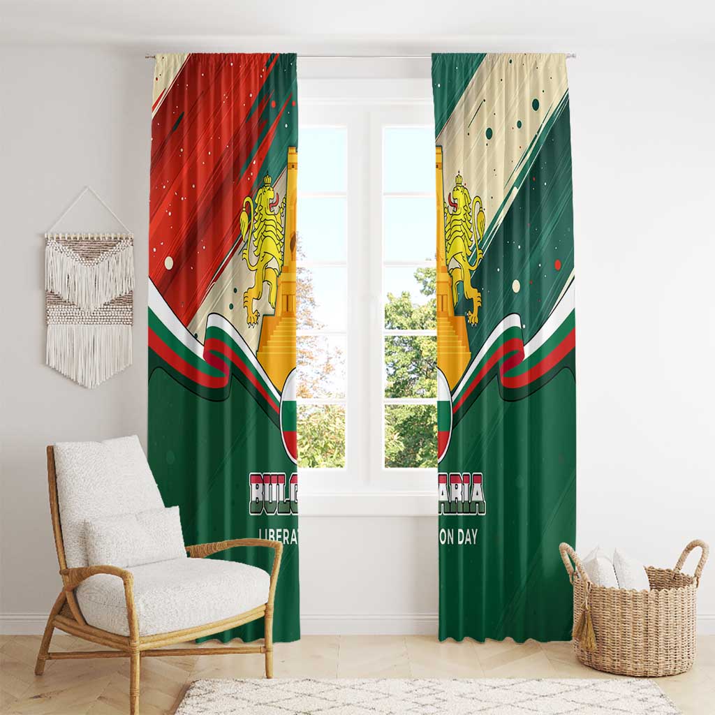 Bulgaria Liberation Day Window Curtain with Shipka Monument and Tricolor Lion Graphic