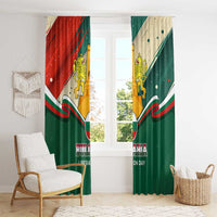 Bulgaria Liberation Day Window Curtain with Shipka Monument and Tricolor Lion Graphic