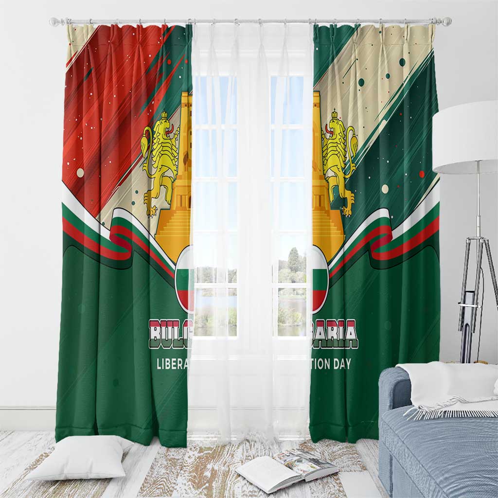 Bulgaria Liberation Day Window Curtain with Shipka Monument and Tricolor Lion Graphic