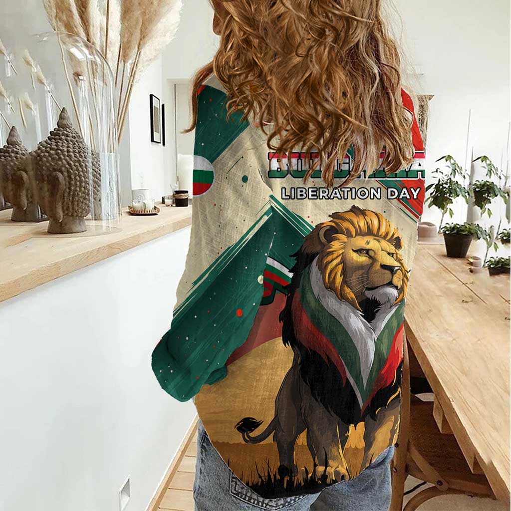 Bulgaria Liberation Day Women Casual Shirt with Shipka Monument and Tricolor Lion Graphic