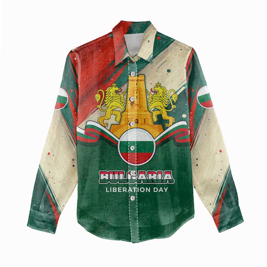 Bulgaria Liberation Day Women Casual Shirt with Shipka Monument and Tricolor Lion Graphic