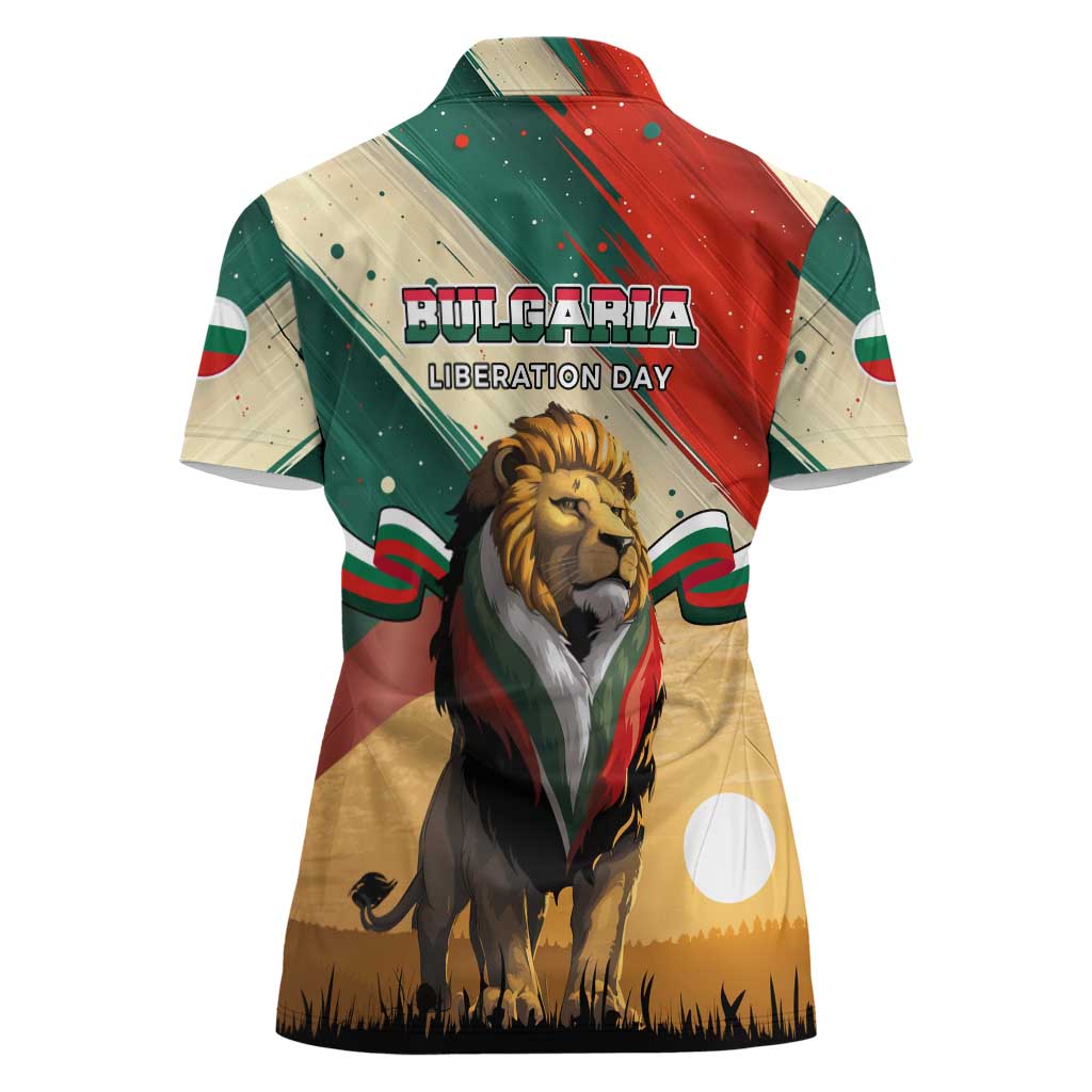 Bulgaria Liberation Day Women Polo Shirt with Shipka Monument and Tricolor Lion Graphic
