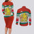 Bulgaria Lion Couples Matching Long Sleeve Bodycon Dress and Long Sleeve Button Shirt Tricolor Flag, Folk Pattern and Proud Motto