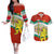 Bulgaria Lion Couples Matching Off The Shoulder Long Sleeve Dress and Hawaiian Shirt Tricolor Flag, Folk Pattern and Proud Motto