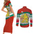 Bulgaria Lion Couples Matching Short Sleeve Bodycon Dress and Long Sleeve Button Shirt Tricolor Flag, Folk Pattern and Proud Motto