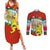 Bulgaria Lion Couples Matching Summer Maxi Dress and Long Sleeve Button Shirt Tricolor Flag, Folk Pattern and Proud Motto