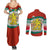 Bulgaria Lion Couples Matching Summer Maxi Dress and Long Sleeve Button Shirt Tricolor Flag, Folk Pattern and Proud Motto