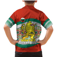 Bulgaria Lion Family Matching Mermaid Dress and Hawaiian Shirt Tricolor Flag, Folk Pattern and Proud Motto