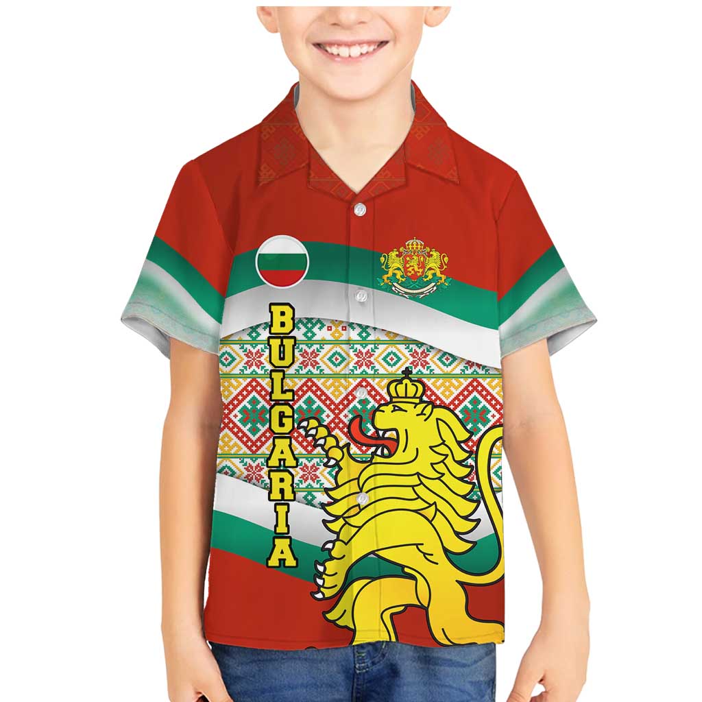 Bulgaria Lion Family Matching Mermaid Dress and Hawaiian Shirt Tricolor Flag, Folk Pattern and Proud Motto