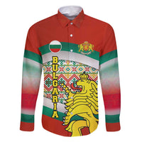 Bulgaria Lion Family Matching Off Shoulder Short Dress and Hawaiian Shirt Tricolor Flag, Folk Pattern and Proud Motto