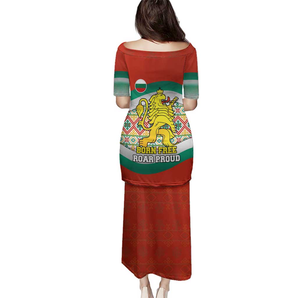 Bulgaria Lion Family Matching Puletasi and Hawaiian Shirt Tricolor Flag, Folk Pattern and Proud Motto