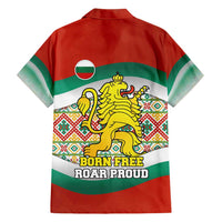Bulgaria Lion Family Matching Short Sleeve Bodycon Dress and Hawaiian Shirt Tricolor Flag, Folk Pattern and Proud Motto