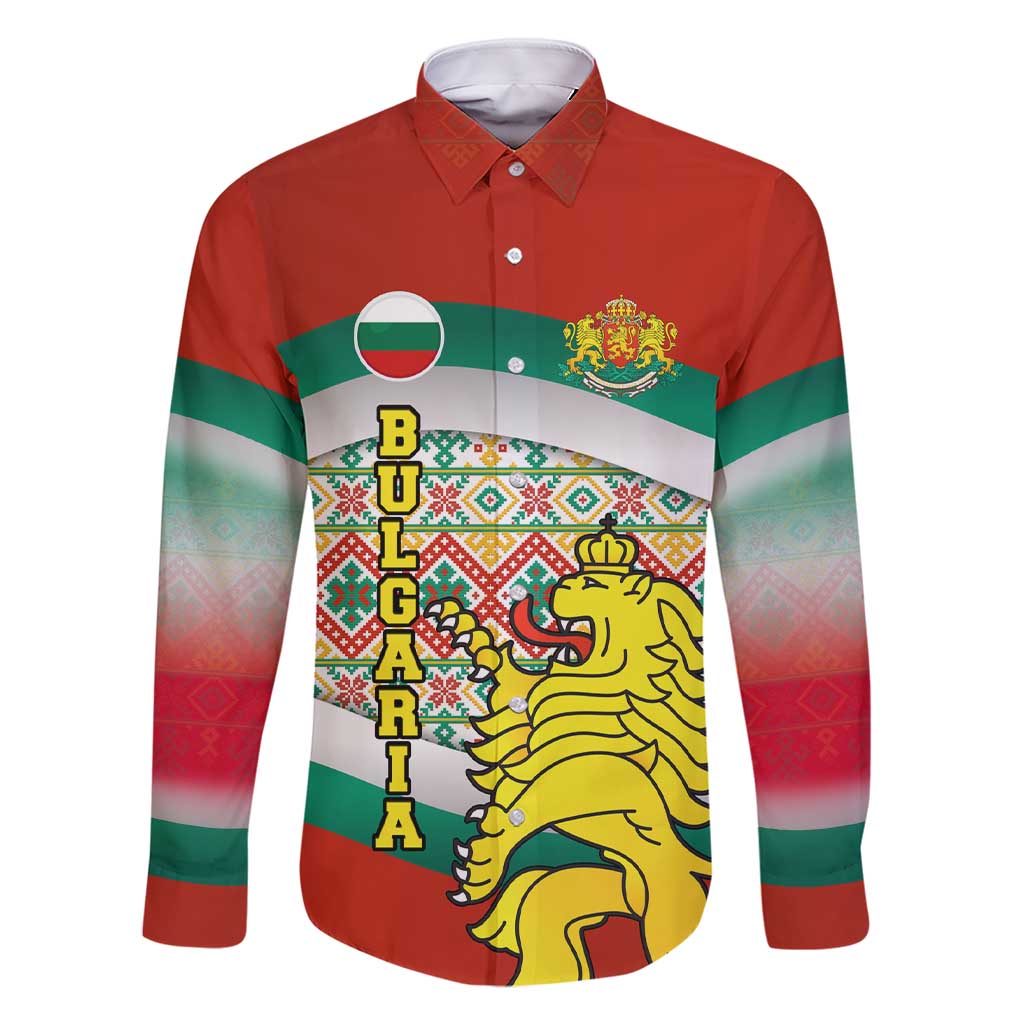 Bulgaria Lion Family Matching Short Sleeve Bodycon Dress and Hawaiian Shirt Tricolor Flag, Folk Pattern and Proud Motto