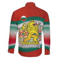 Bulgaria Lion Family Matching Short Sleeve Bodycon Dress and Hawaiian Shirt Tricolor Flag, Folk Pattern and Proud Motto