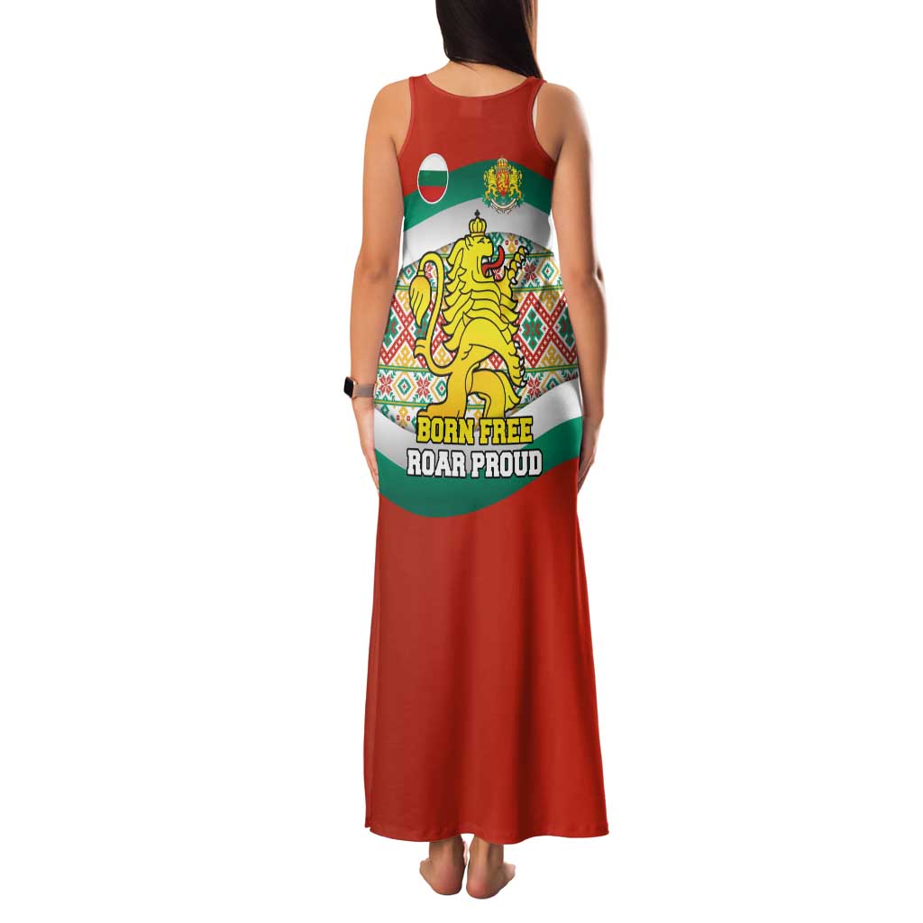 Bulgaria Lion Family Matching Tank Maxi Dress and Hawaiian Shirt Tricolor Flag, Folk Pattern and Proud Motto