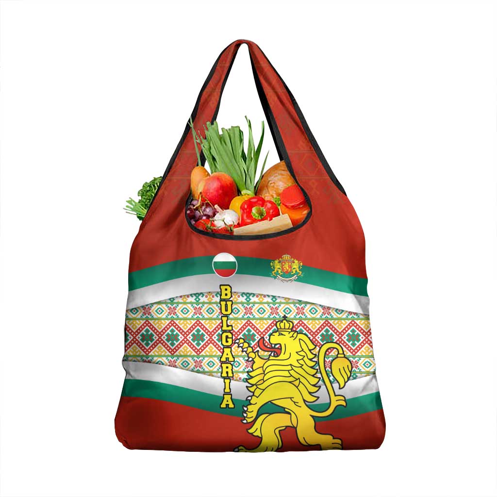 Bulgaria Lion Grocery Bag Tricolor Flag, Folk Pattern and Proud Motto