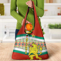 Bulgaria Lion Grocery Bag Tricolor Flag, Folk Pattern and Proud Motto