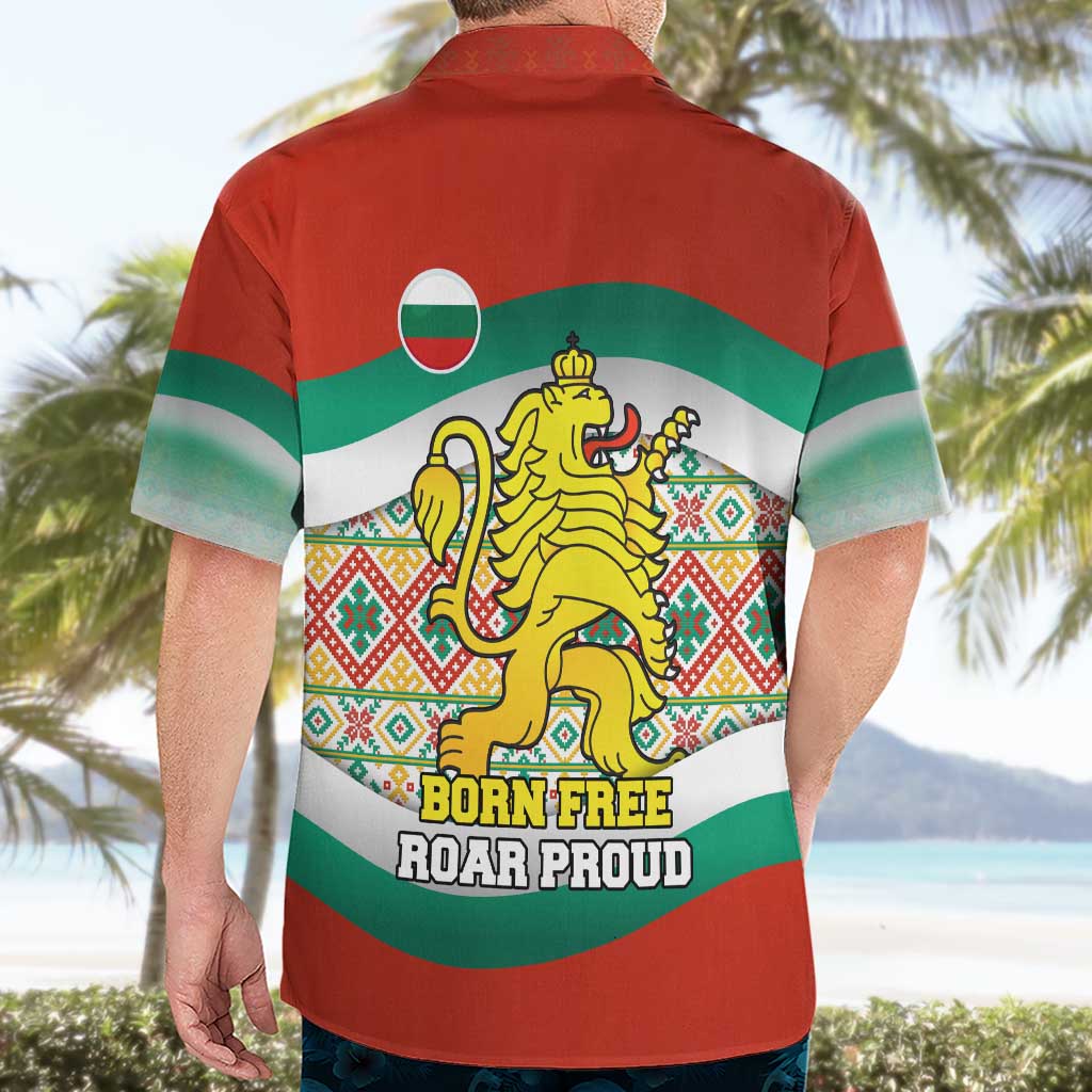 Bulgaria Lion Hawaiian Shirt Tricolor Flag, Folk Pattern and Proud Motto