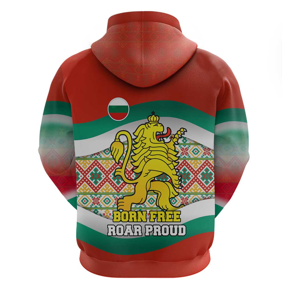 Bulgaria Lion Hoodie Tricolor Flag, Folk Pattern and Proud Motto