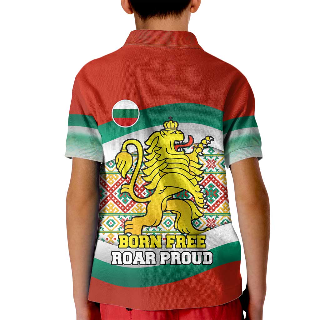 Bulgaria Lion Kid Polo Shirt Tricolor Flag, Folk Pattern and Proud Motto