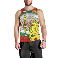 Bulgaria Lion Men Tank Top Tricolor Flag, Folk Pattern and Proud Motto