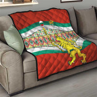 Bulgaria Lion Quilt Tricolor Flag, Folk Pattern and Proud Motto