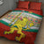 Bulgaria Lion Quilt Bed Set Tricolor Flag, Folk Pattern and Proud Motto