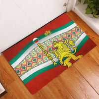 Bulgaria Lion Rubber Doormat Tricolor Flag, Folk Pattern and Proud Motto