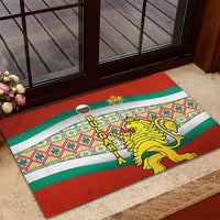 Bulgaria Lion Rubber Doormat Tricolor Flag, Folk Pattern and Proud Motto