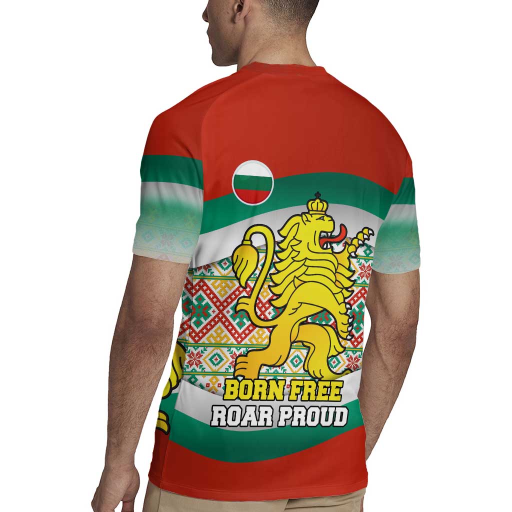 Bulgaria Lion Rugby Jersey Tricolor Flag, Folk Pattern and Proud Motto