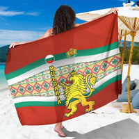 Bulgaria Lion Sarong Tricolor Flag, Folk Pattern and Proud Motto