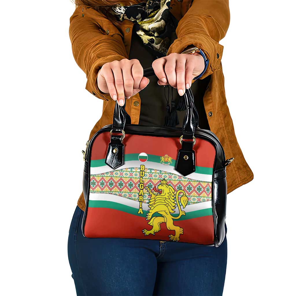 Bulgaria Lion Shoulder Handbag Tricolor Flag, Folk Pattern and Proud Motto