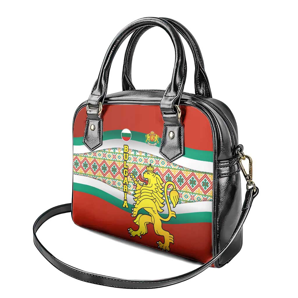 Bulgaria Lion Shoulder Handbag Tricolor Flag, Folk Pattern and Proud Motto