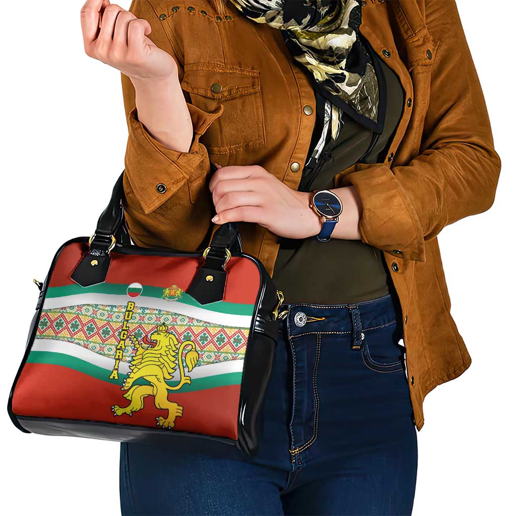 Bulgaria Lion Shoulder Handbag Tricolor Flag, Folk Pattern and Proud Motto