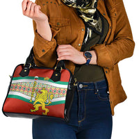 Bulgaria Lion Shoulder Handbag Tricolor Flag, Folk Pattern and Proud Motto