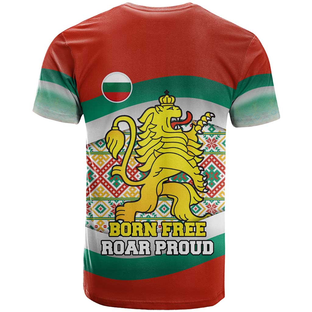 Bulgaria Lion T Shirt Tricolor Flag, Folk Pattern and Proud Motto