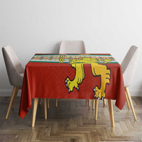 Bulgaria Lion Tablecloth Tricolor Flag, Folk Pattern and Proud Motto