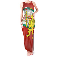 Bulgaria Lion Tank Maxi Dress Tricolor Flag, Folk Pattern and Proud Motto