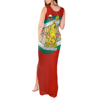 Bulgaria Lion Tank Maxi Dress Tricolor Flag, Folk Pattern and Proud Motto