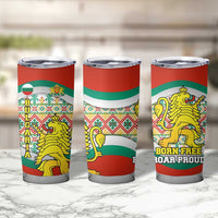 Bulgaria Lion Tumbler Cup Tricolor Flag, Folk Pattern and Proud Motto