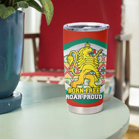 Bulgaria Lion Tumbler Cup Tricolor Flag, Folk Pattern and Proud Motto