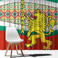 Bulgaria Lion Window Curtain Tricolor Flag, Folk Pattern and Proud Motto